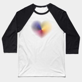 Angle Gradient on Halftone Heart (Black) Baseball T-Shirt